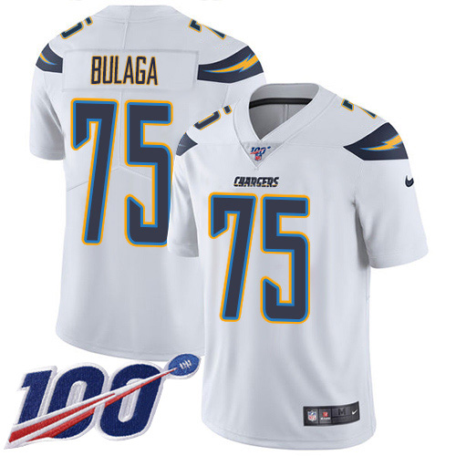 Nike Chargers #75 Bryan Bulaga White Youth Stitched NFL 100th Season Vapor Untouchable Limited Jersey